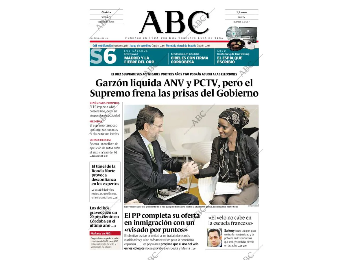 Periódico ABC CORDOBA 09-02-2008,portada