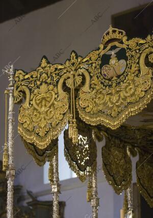 Palio de Virgen del Rocio de la hermandad de la Redencion en la iglesia de...