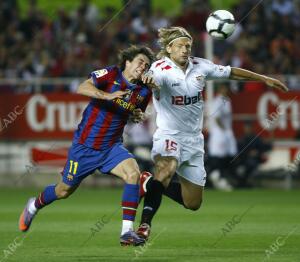 Partido de liga entre el Sevilla y el Barcelona