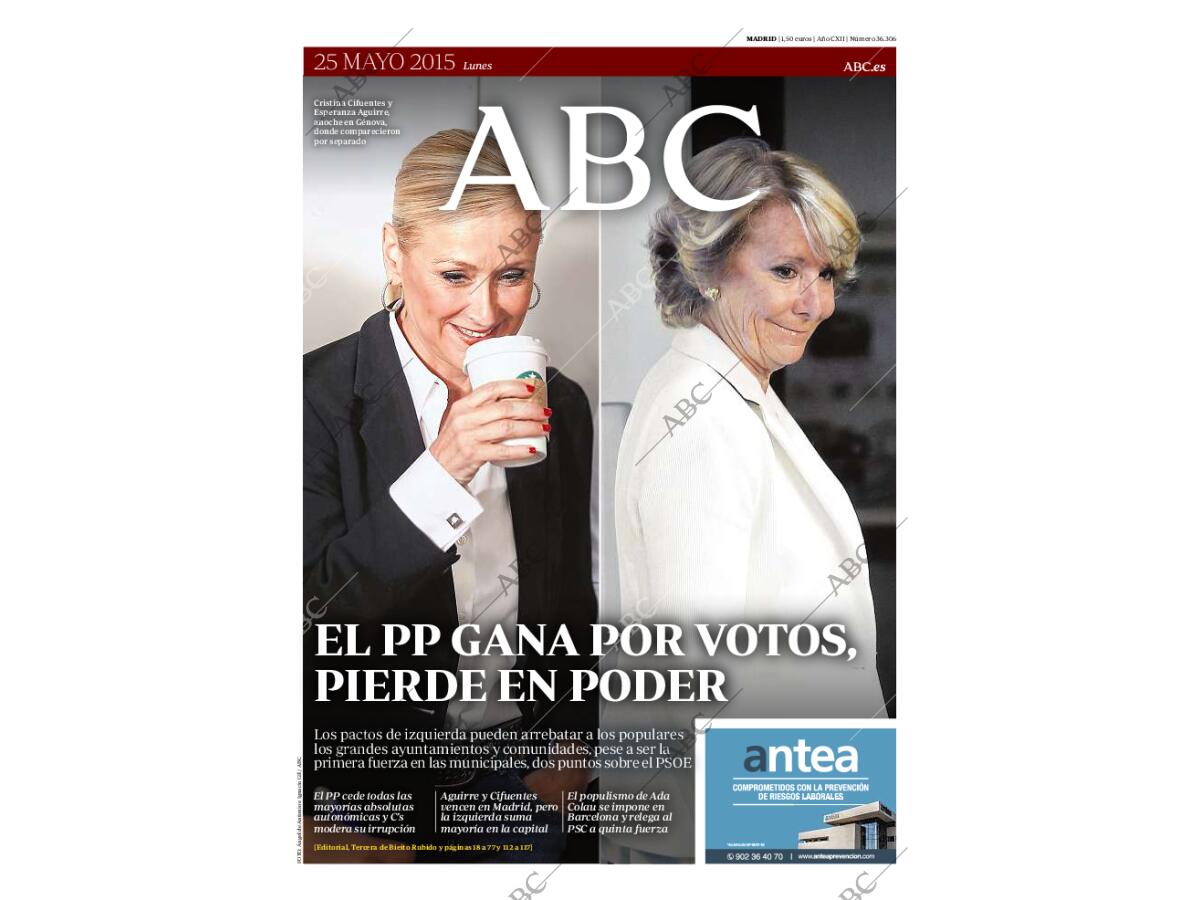 Periódico ABC MADRID 25-05-2015,portada - Archivo ABC