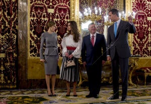 Almuerzo de trabajo de los Reyes Felipe Vi y Letizia con los Reyes de Jordania...
