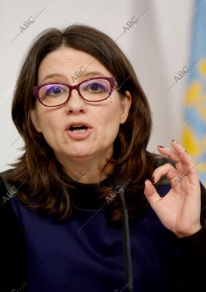 Monica Oltra en la rueda de prensa del Consell