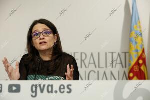 Monica Oltra en la rueda de prensa posterior al Consell