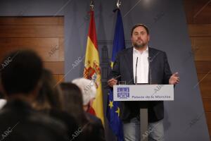 Rueda de prensa de Oriol Junqueras en el palacio de La Moncloa, tras la reunión...