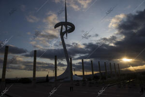 Montjuich (Barcelona), 09/10/2017. Antena de telecomunicaciones de Montjuic