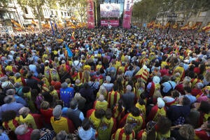 Manifestación españolista convocada por Sociedad Civil Catalana bajo el lema...