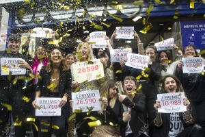 Celebración de los premios de la Lotería de Navidad vendidos en la...