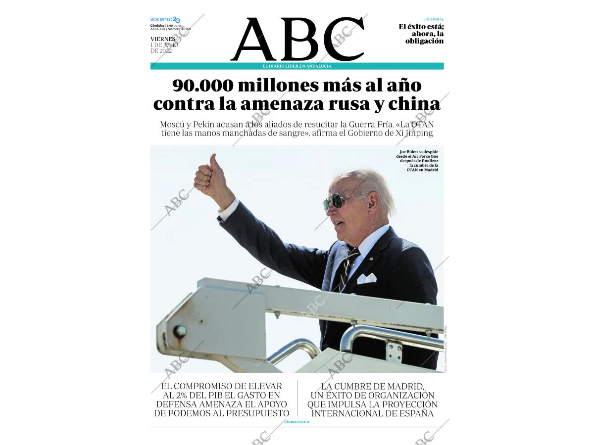 Periódico ABC CORDOBA 01-07-2022,portada Foto imagen