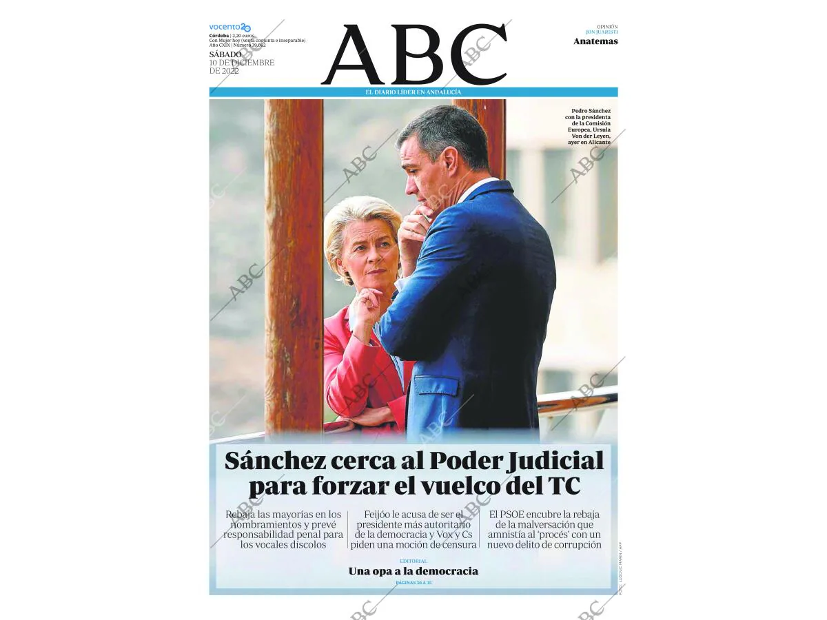 Periódico ABC CORDOBA 10-12-2022,portada Foto