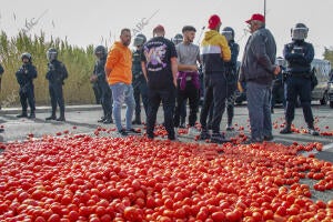 Motril (Granada), 14/02/2024. Protestas de los agricultores en el puerto