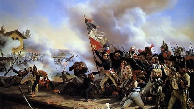 Napoleón liderando a sus tropas en la Batalla del puente de Arcole.