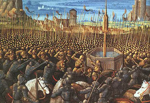 Batalla de los Cuernos de Hattin, en 1187. En ella los Templarios tuvieron un papel clave