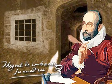 Cuadro de Augusto Ferrer Dalmau que muestra a un Miguel de Cervantes joven