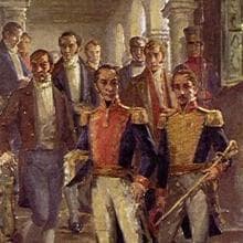 Simón Bolívar y Francisco de Paula Santander en el Congreso de Cúcuta