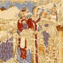 Frescos de Qusair Amra (actual Jordania) con los seis reyes que se rinden al califa omeya, entre ellos Rodrigo