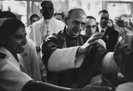 El Papa Pablo VI en Bombay (India) en uno de sus viajes, diciembre de 1964