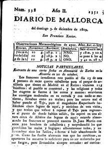 Primera vez que el Empecinado aparecía en la prensa española, en el «Diario de Mallorca»