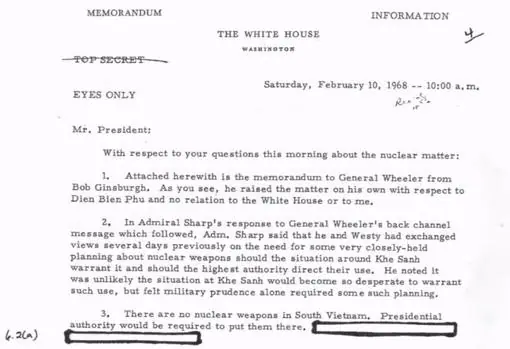 Documento en el que Walt W. Rostow alerta al presidente Johnson sobre el plan «Fracture Jaw»