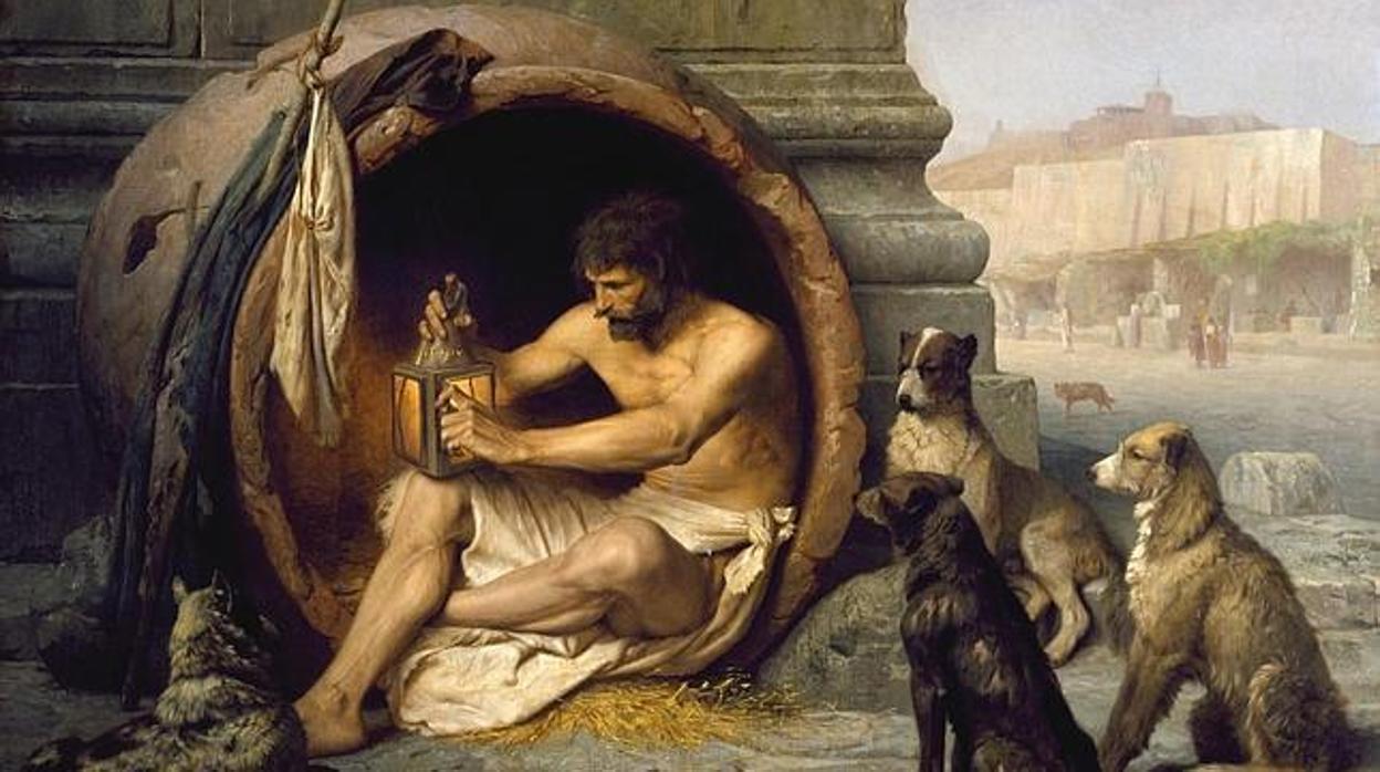 «Diogenes sentado en su tinaja», cuadro de Jean-Léon Gérôme (1860)