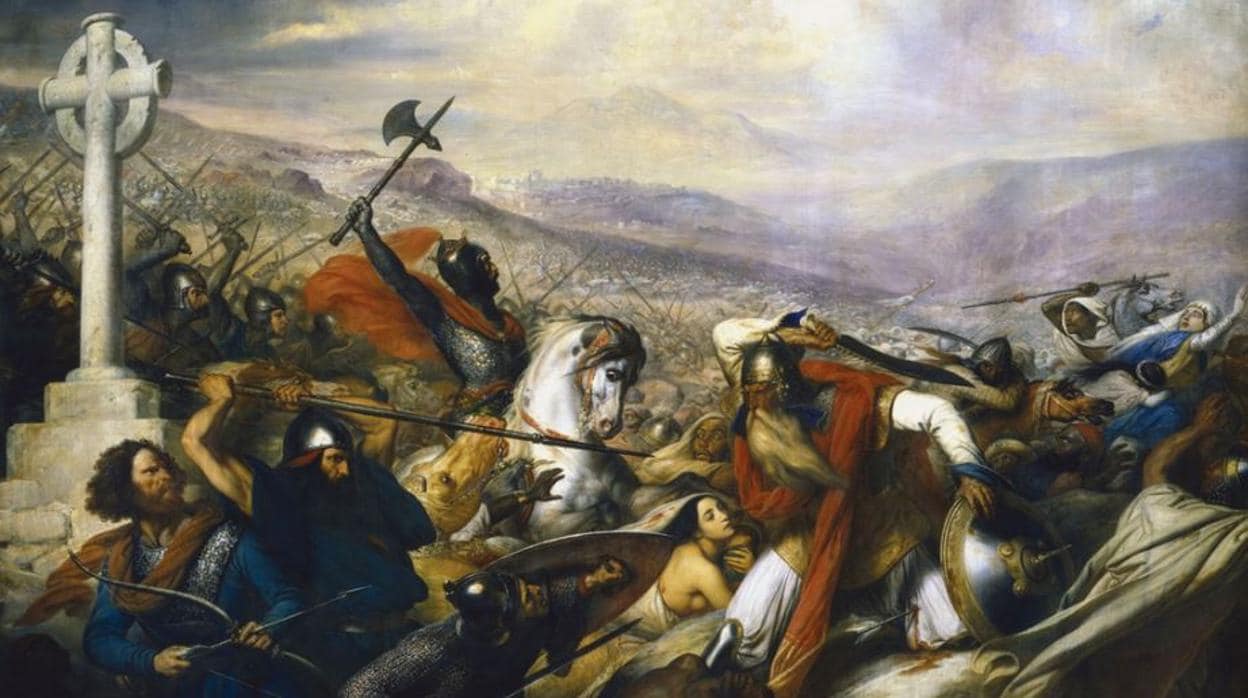 Batalla de Poitiers, en octubre de 732, por Charles de Steuben