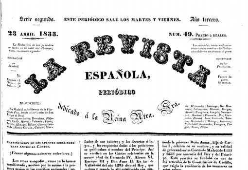 Primera página del periódico donde publicó su artículo Mesonero Romanos