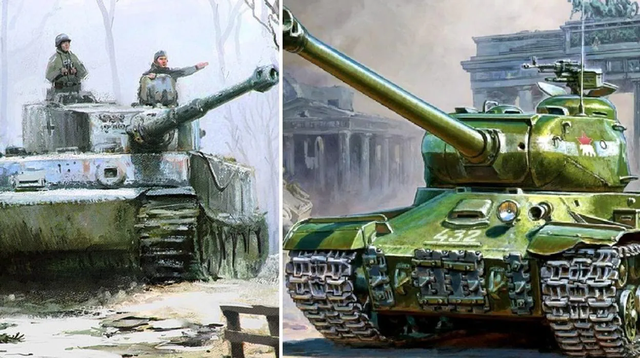 Representación del tanque Tiger y el IS-2 soviético