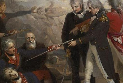 El navío español San Nicolás de Bari abordado por Nelson en la batalla de Trafalgar, poco antes de morir