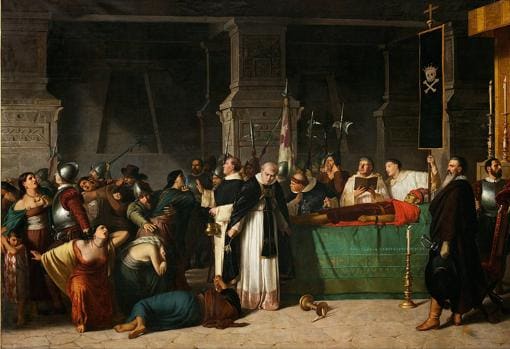 Los funerales de Atahualpa, pintura de Luis Montero que representa a Atahualpa muerto.