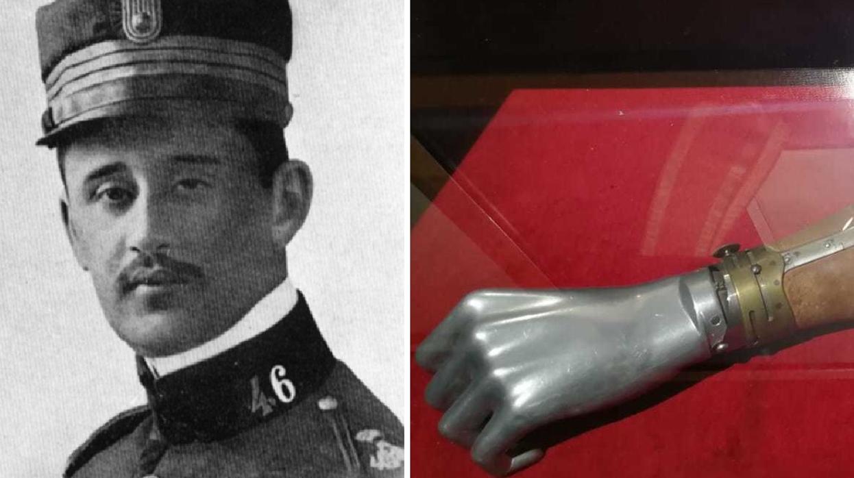 El capitán Ripoll (posteriormente comandante) junto a su prótesis