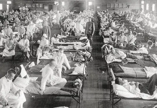 Un hospital habilitado para los contagiados con la «gripe española» en 1918