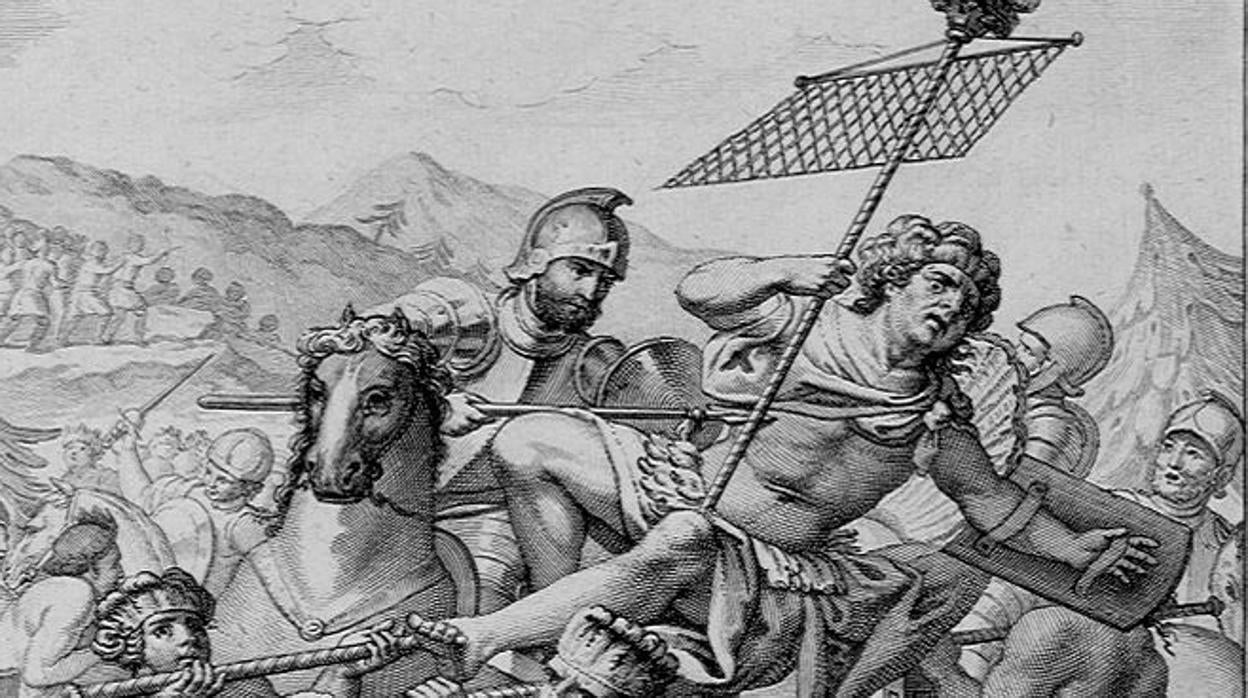 Ilustración de la batalla que acompaña a un texto de Antonio de Solis y Rivadeneyra, 1610-1686