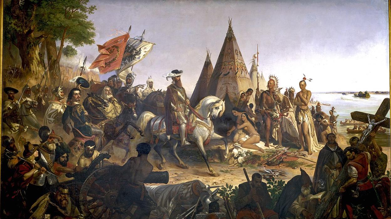 Descubrimiento del Misisipi, por William H. Power, 1847. Hernando de Soto viendo por primera vez el río Misisipi