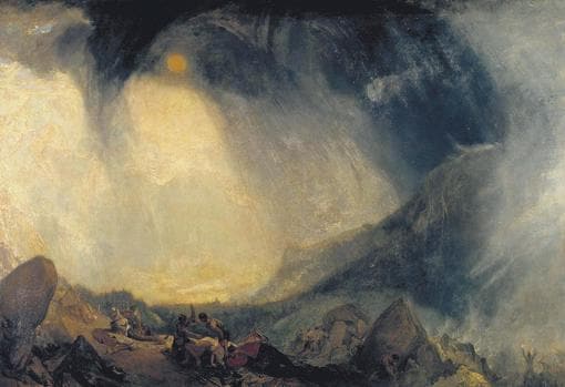Aníbal cruzando los Alpes, pintura de William Turner.