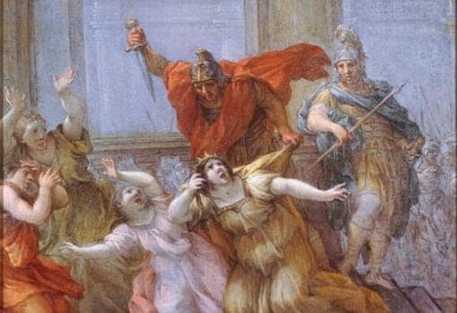 El asesinato del emperador Calígula por Lazzaro Baldi.