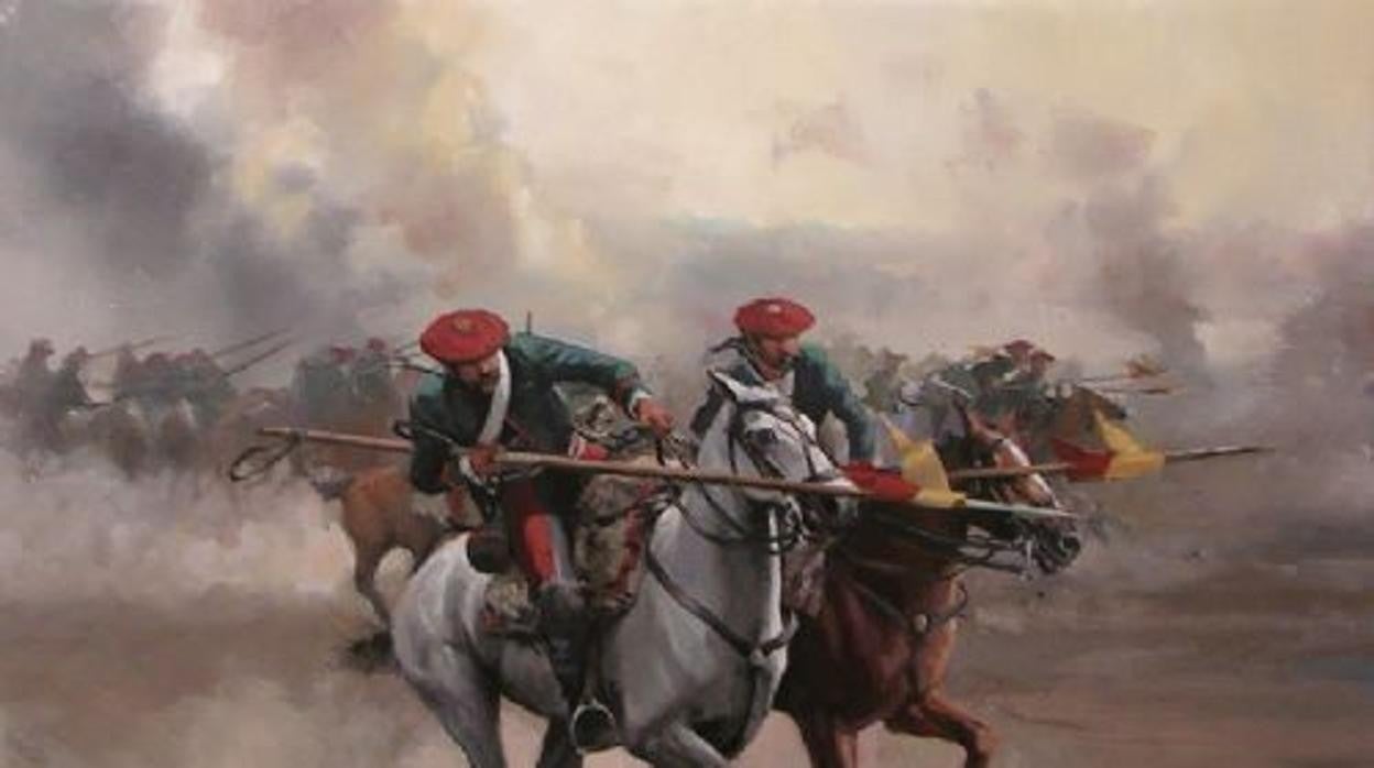 Carga de caballería carlista, por Augusto Ferrer Dalmau.
