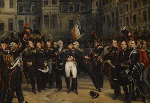 Cuadro de Napoleón despidiéndose de la Guardia Imperial en el Castillo de Fontainebleau.