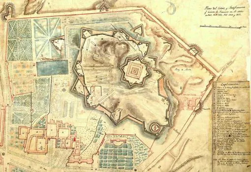 Plano de las fortificaciones francesas en el Buen Retiro.