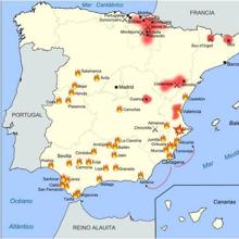 Mapa de los levantamientos cantonales de 1873 y 1874