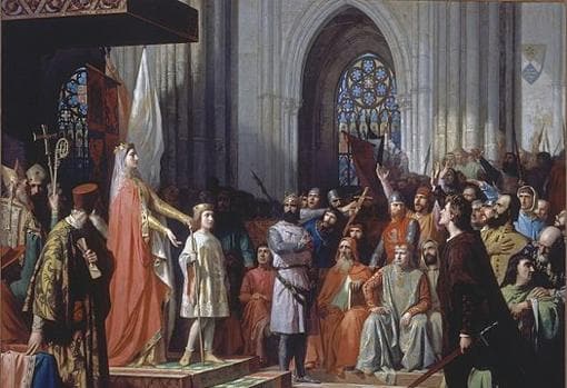 María de Molina presenta a su hijo Fernando IV en las Cortes de Valladolid de 1295.