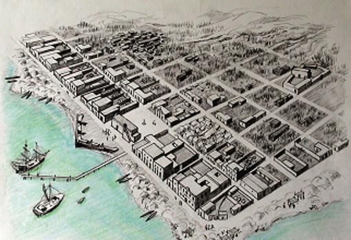 Boceto de Nueva Cádiz hacia 1523.