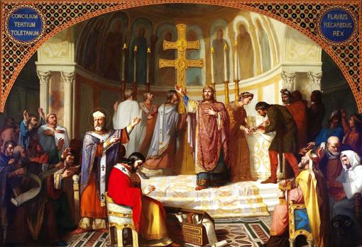 III Concilio de Toledo (589) en una pintura de José Martí y Monsó