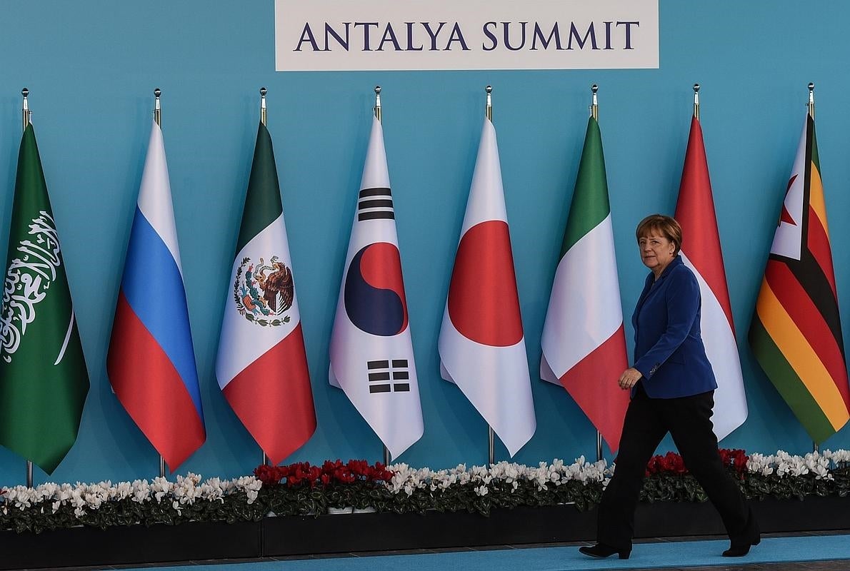 La canciller alemana Angela Merkel, ayer en la cumbre del G20 en Antalya