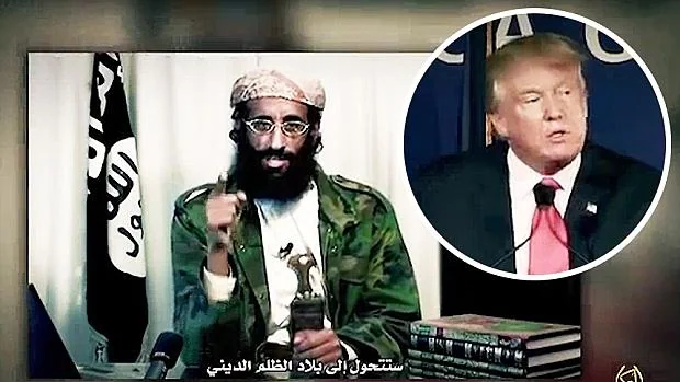 Anwar al-Awlaki, en una antigua grabación, y Donald Trump
