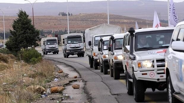 Un convoy de ayuda humanitaria llega a la ciudad siria de Madaya