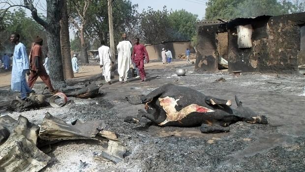 Una calle de la localidad nigeriana de Dalori, tras el ataque de Boko Haram