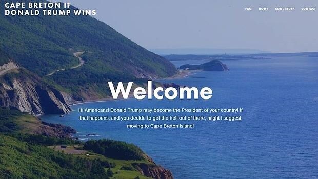 La página web con la campaña de la isla canadiense de Cape Breton