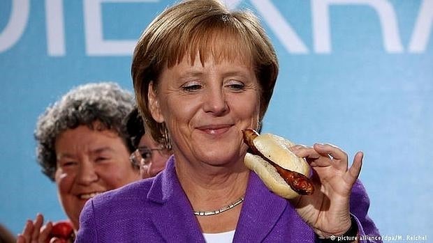 Angela Merkel, en una feria de alimentación