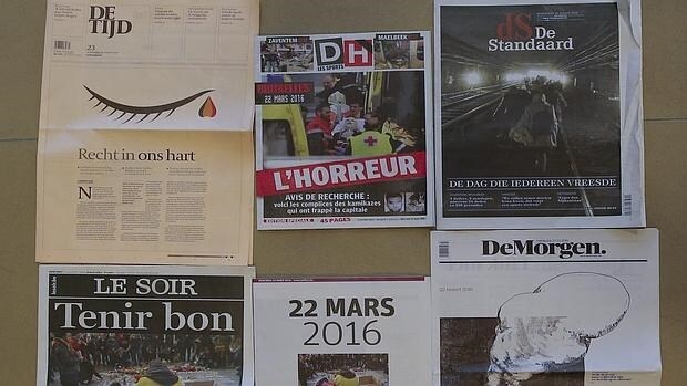 Bélgica amanece conmocionada por los atentados y los periódicos reflejan el duelo nacional