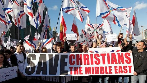Manifestación en favor de los cristianos de Oriente Próximo en Beirut