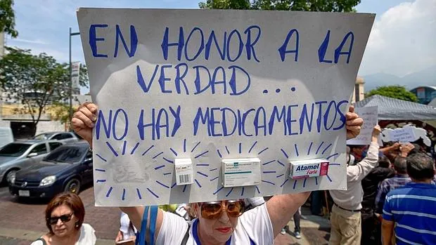 Protesta de este miércoles frente a un hospital venezolano